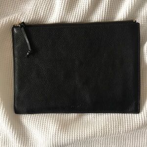NWOT Black leather Fossil clutch